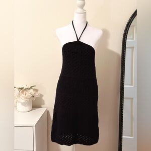 Old Navy Black Halter Dress | Stretch Knit | Little Black Dress